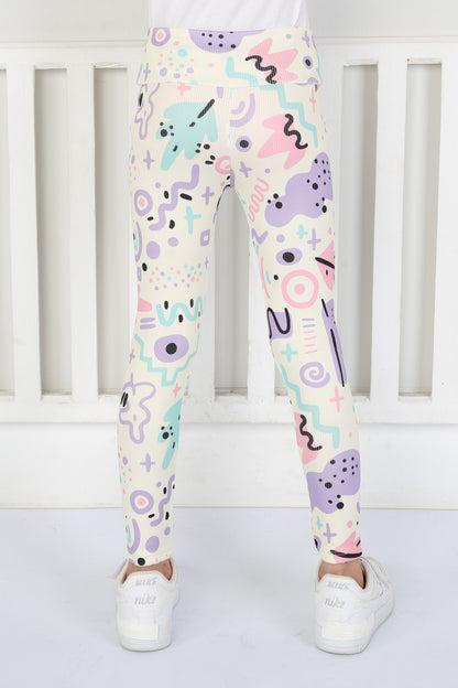 Şardonsuz Fitilli Kumaş Baskılı Kız Çocuk Günlük Tayt