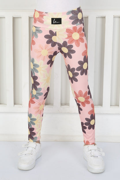 Şardonsuz Fitilli Kumaş Baskılı Kız Çocuk Günlük Tayt