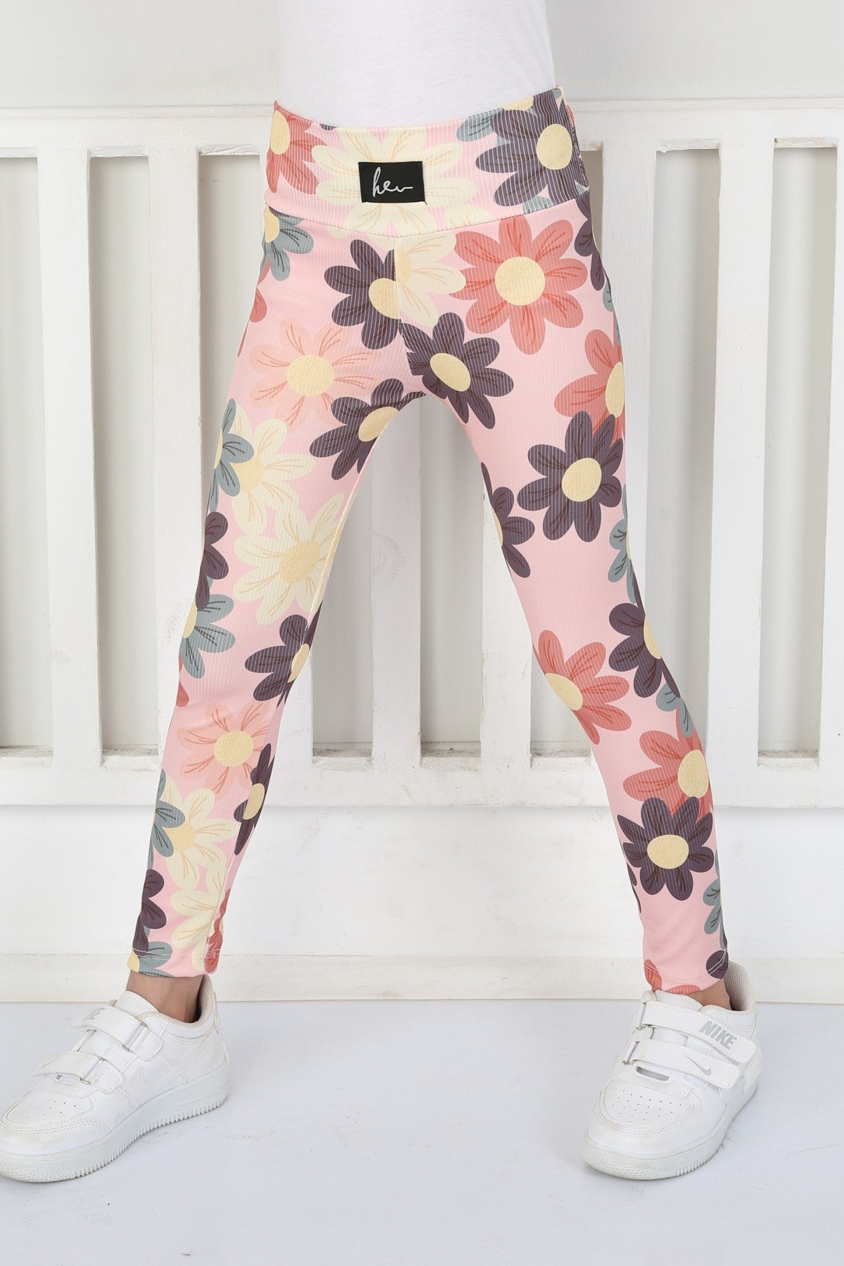 Şardonsuz Fitilli Kumaş Baskılı Kız Çocuk Günlük Tayt