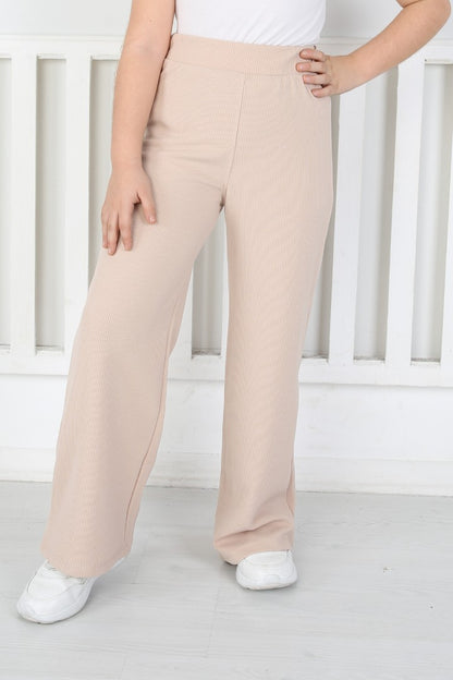 Bol Paça Birinci Kalite Fitilli Kumaş Vizon Kız Çocuk Günlük Tayt