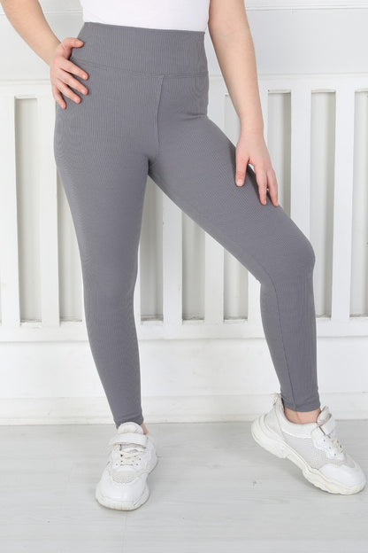 Dar Paça Birinci Kalite Fitilli Kumaş Antrasit Kız Çocuk Günlük Tayt