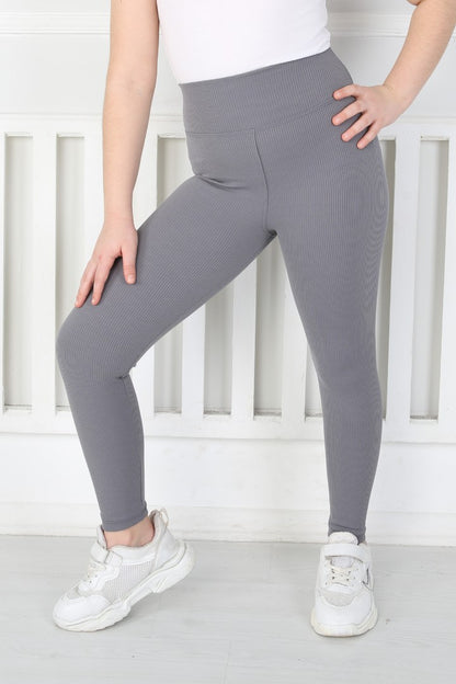 Dar Paça Birinci Kalite Fitilli Kumaş Antrasit Kız Çocuk Günlük Tayt