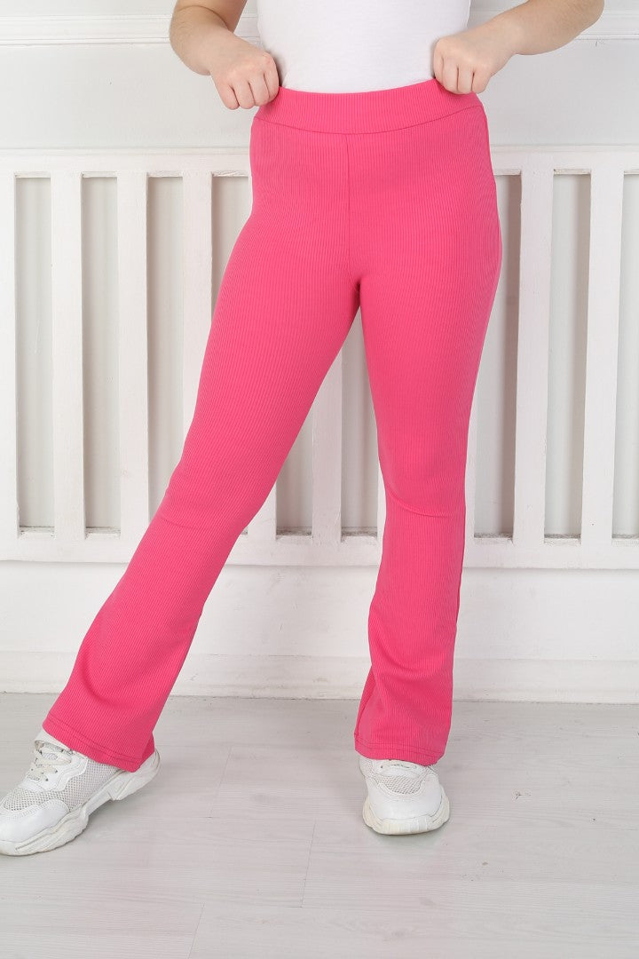 İspanyol Paça Birinci Kalite Fitilli Kumaş Fuşya Kız Çocuk Günlük Tayt