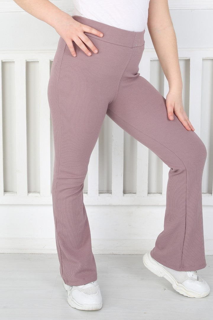 İspanyol Paça Birinci Kalite Fitilli Kumaş Mürdüm Kız Çocuk Günlük Tayt