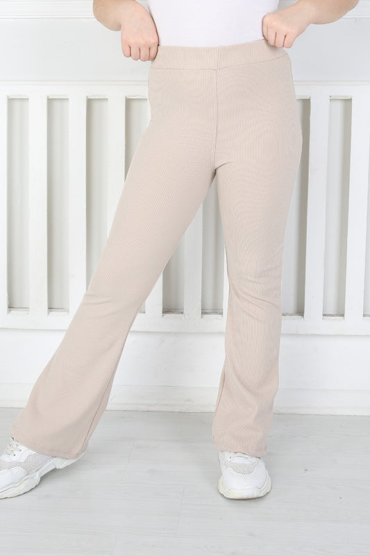 İspanyol Paça Birinci Kalite Fitilli Kumaş Vizon Kız Çocuk Günlük Tayt