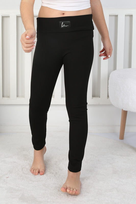 Şardonlu Fitilli Kumaş Arma Detaylı Kız Çocuk Günlük Tayt