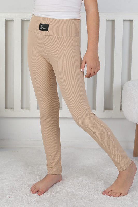 Şardonlu Fitilli Kumaş Arma Detaylı Kız Çocuk Günlük Tayt