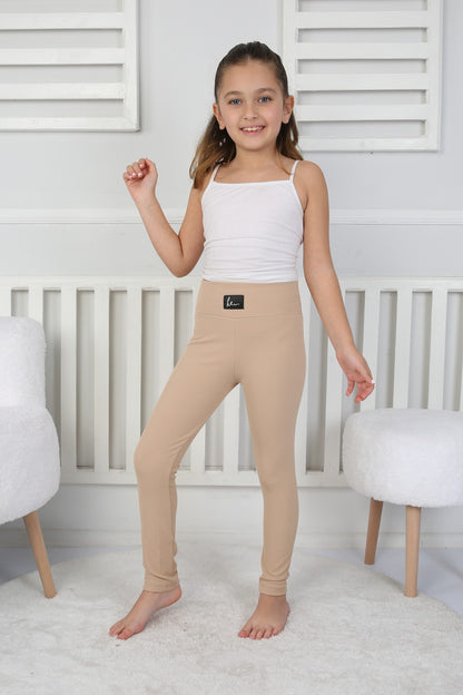 Şardonlu Fitilli Kumaş Arma Detaylı Kız Çocuk Günlük Tayt