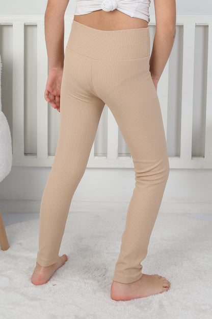 Şardonlu Fitilli Kumaş Arma Detaylı Kız Çocuk Günlük Tayt