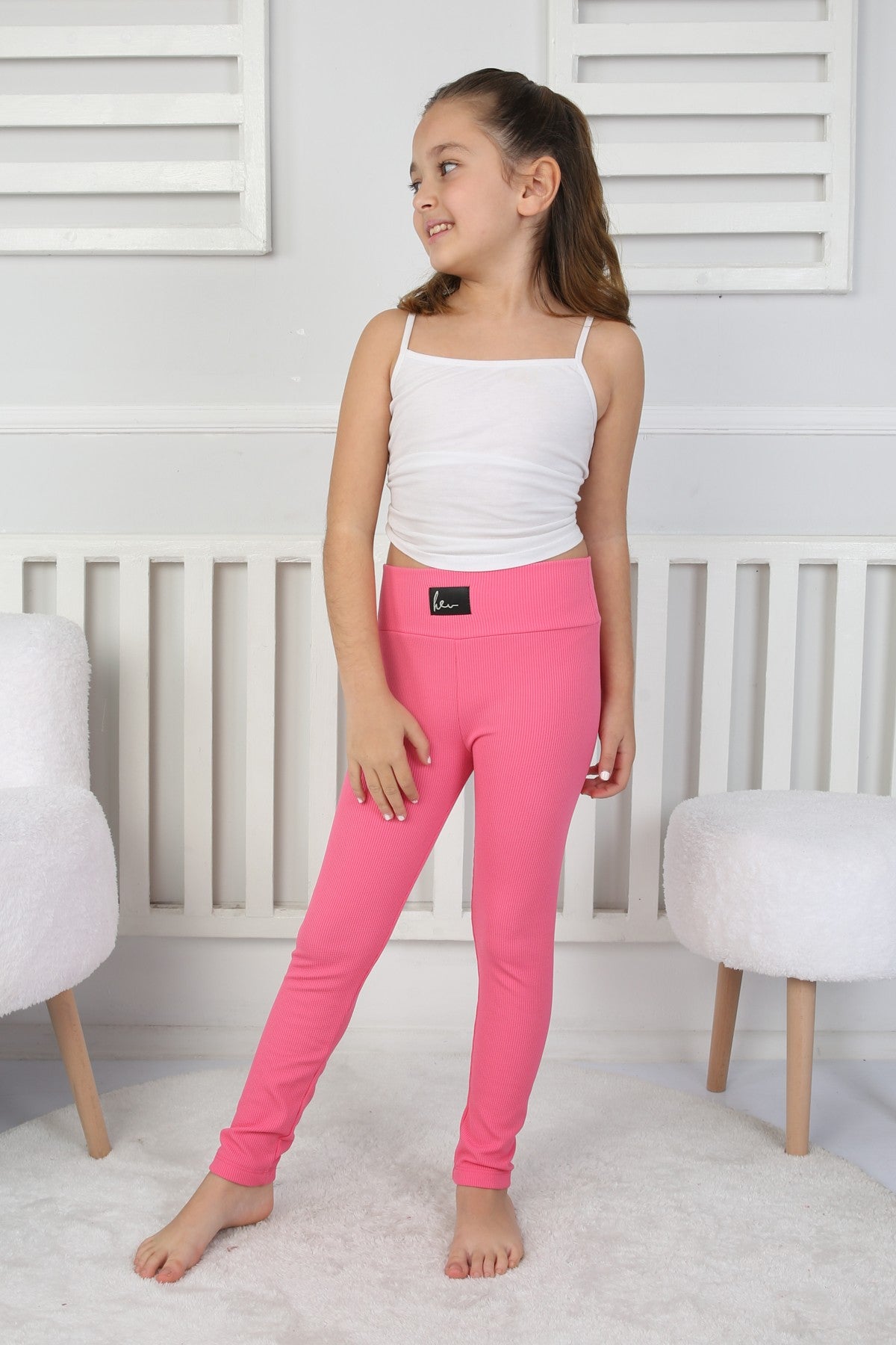 Şardonlu Fitilli Kumaş Arma Detaylı Kız Çocuk Günlük Tayt