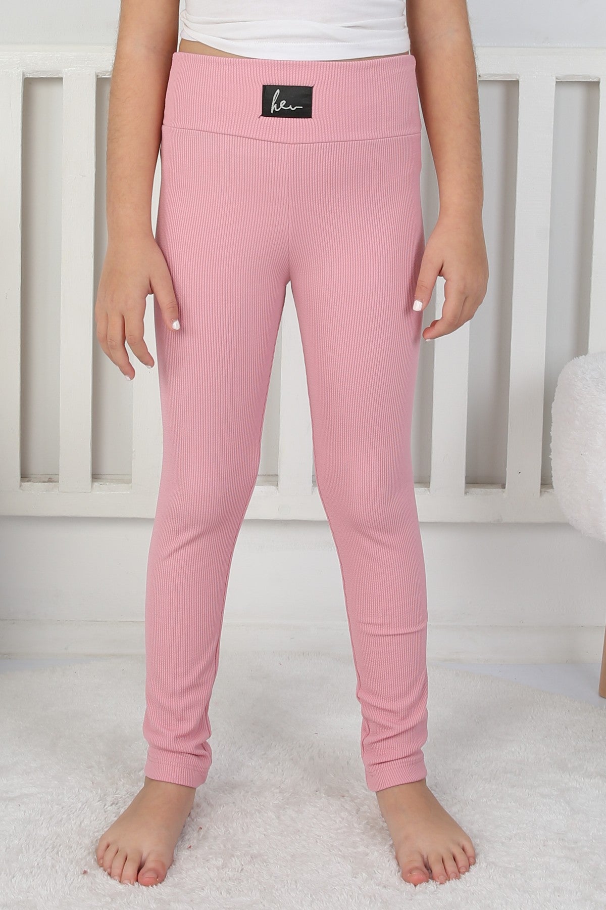 Şardonlu Fitilli Kumaş Arma Detaylı Kız Çocuk Günlük Tayt