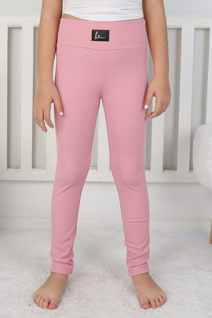 Şardonlu Fitilli Kumaş Arma Detaylı Kız Çocuk Günlük Tayt