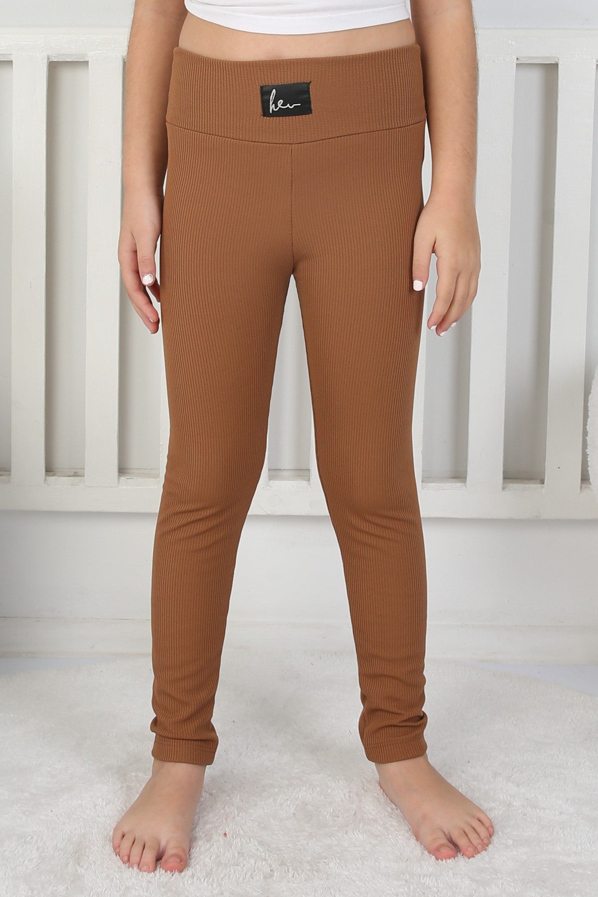 Şardonlu Fitilli Kumaş Arma Detaylı Kız Çocuk Günlük Tayt