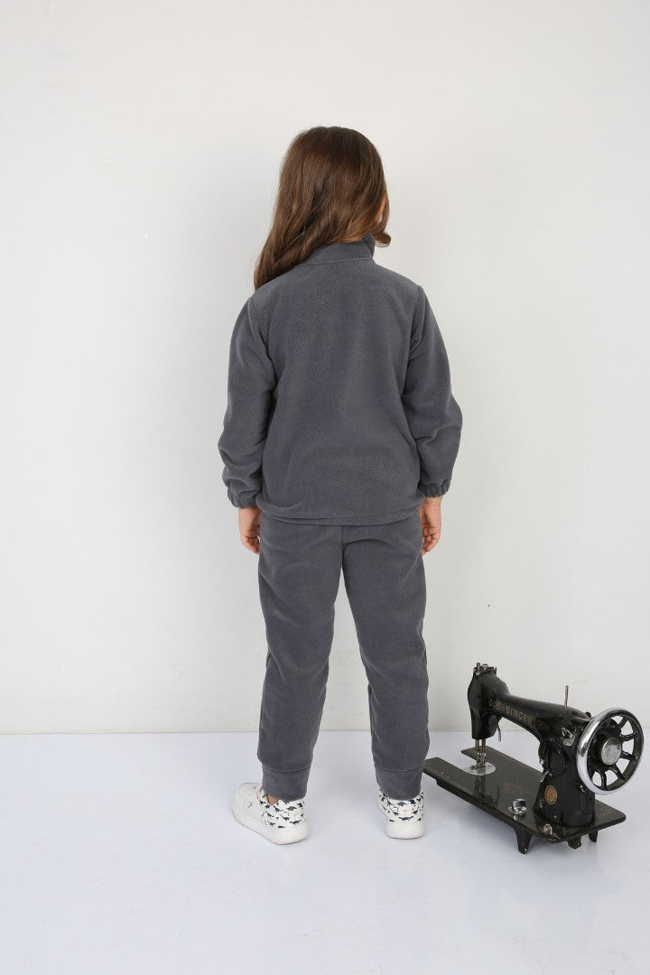 Tıraşlı Polar Lastik Bağcıklı Çift Cep Günlük Kız Çocuk Takım