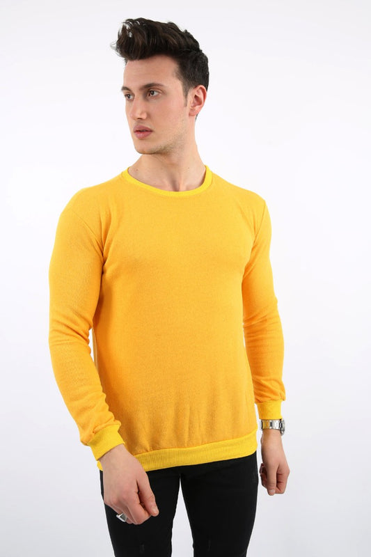 İki İplik Düz Sıfır Yaka Erkek Günlük Sweatshirt