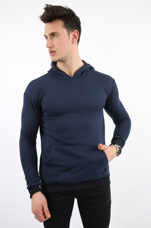 İki İplik Kapşonlu Kanguru Cepli Erkek Günlük Sweatshirt