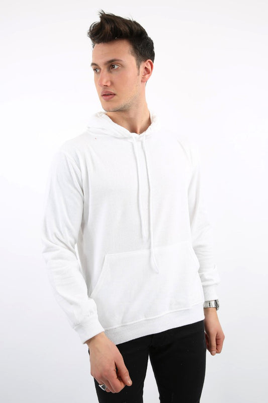 İki İplik Kapşonlu Kanguru Cepli Erkek Günlük Sweatshirt
