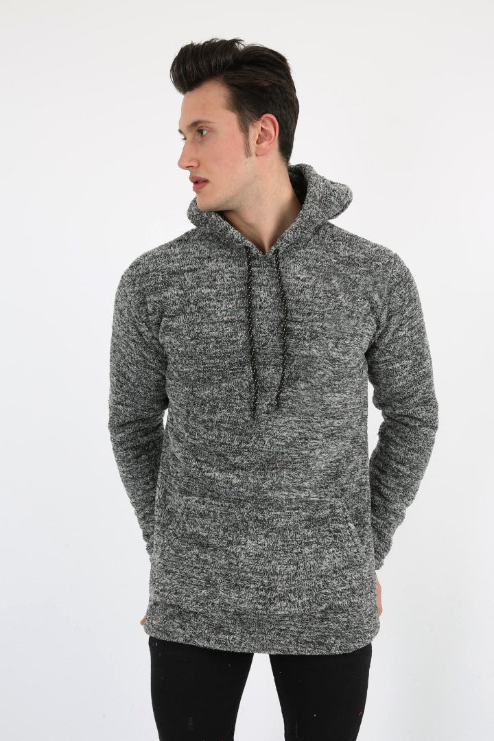 Kapşonlu Kanguru Cepli Erkek Günlük Pelüş Sweatshirt