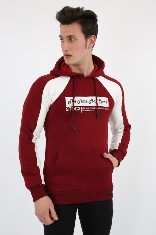 Üç İplik Kapşonlu Kanguru Cepli Erkek Günlük Sweatshirt