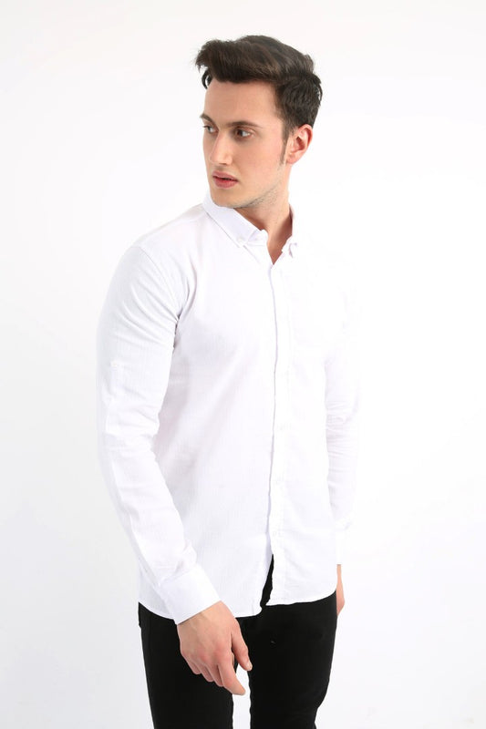 Erkek Günlük Armür Desenli Likralı Gömlek