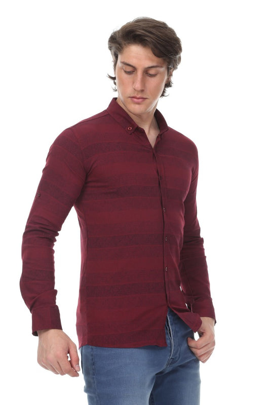 Erkek Günlük Full Likralı Desenli Gömlek