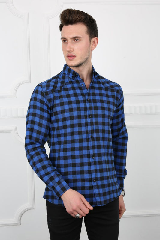 Erkek Günlük Kışlık Küçük Kareli Gömlek