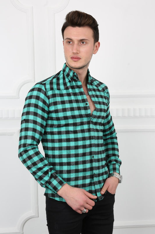 Erkek Günlük Kışlık Küçük Kareli Gömlek