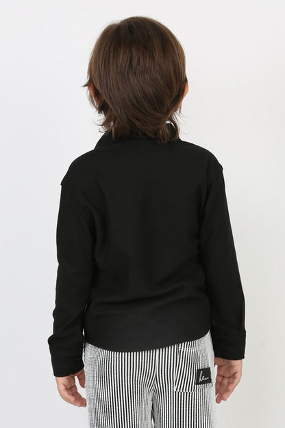 Erkek Çocuk Cepli Waffle Kumaş Likralı Rahat Şık Günlük Gömlek