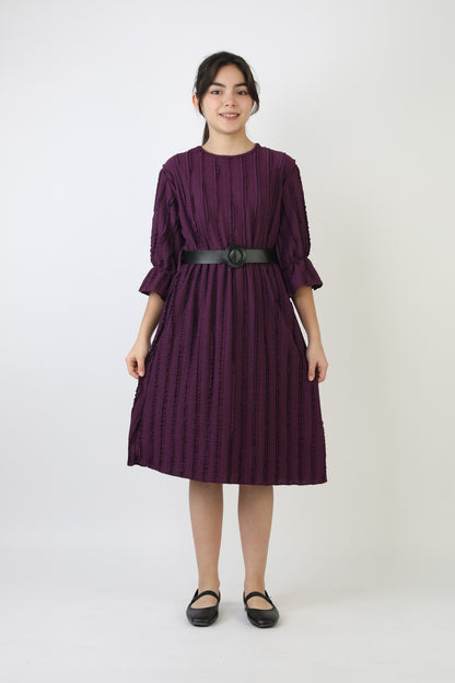 Fırfırlı Bürümcük Kumaş Kız Çocuk Kemerli Günlük Şık ve Rahat Elbise