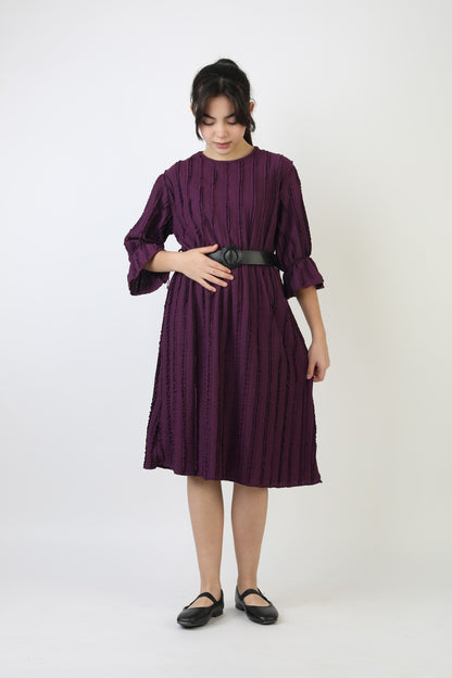 Fırfırlı Bürümcük Kumaş Kız Çocuk Kemerli Günlük Şık ve Rahat Elbise