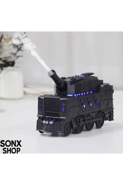 sonx Buhar Efektli Zırhlı Tren Tasarımlı Aromaterapi Hava Nemlendirici – LED Işıklı, Sessiz ve USB Şarjlı