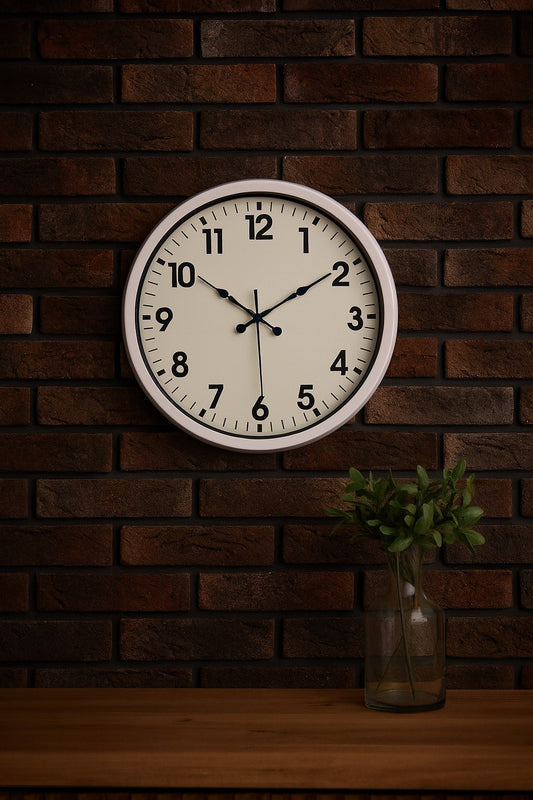 Zentime White Classic Modern 52 Cm Metal Duvar Saati