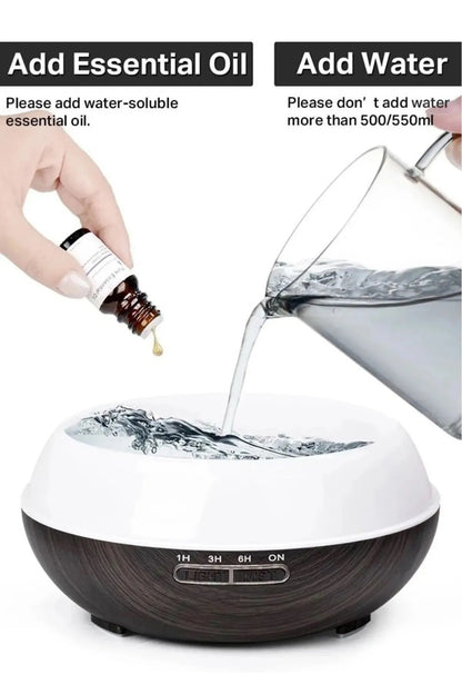 SONX Aroma Difüzörü Gece Işığı 7 Led Hava Nemlendirici Kumandalı Buhar Makinesi 500 ml (koyu kahverengi)