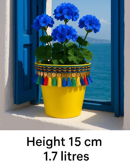 NF Dekoratif Saksı SARI 1,7 Litre Püsküllü