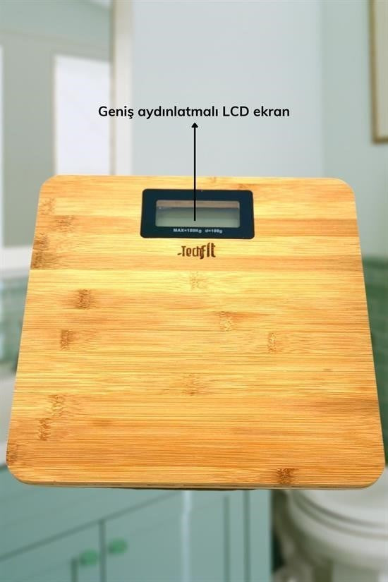 BUFFER® Techfit Bambu Banyo Baskülü Yüksek Hassasiyetli Darbelere Dijital Dayanıklı Terazi Tf 1065 M