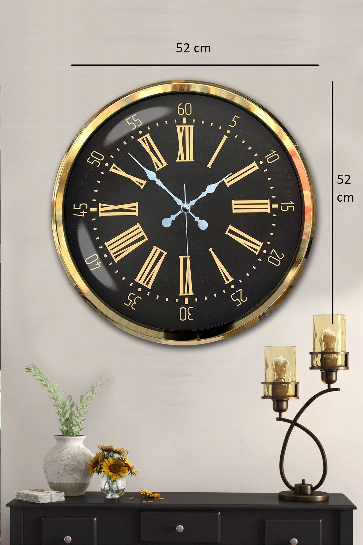 Zentime Prime Aurea Gold 52 Cm Metal Duvar Saati