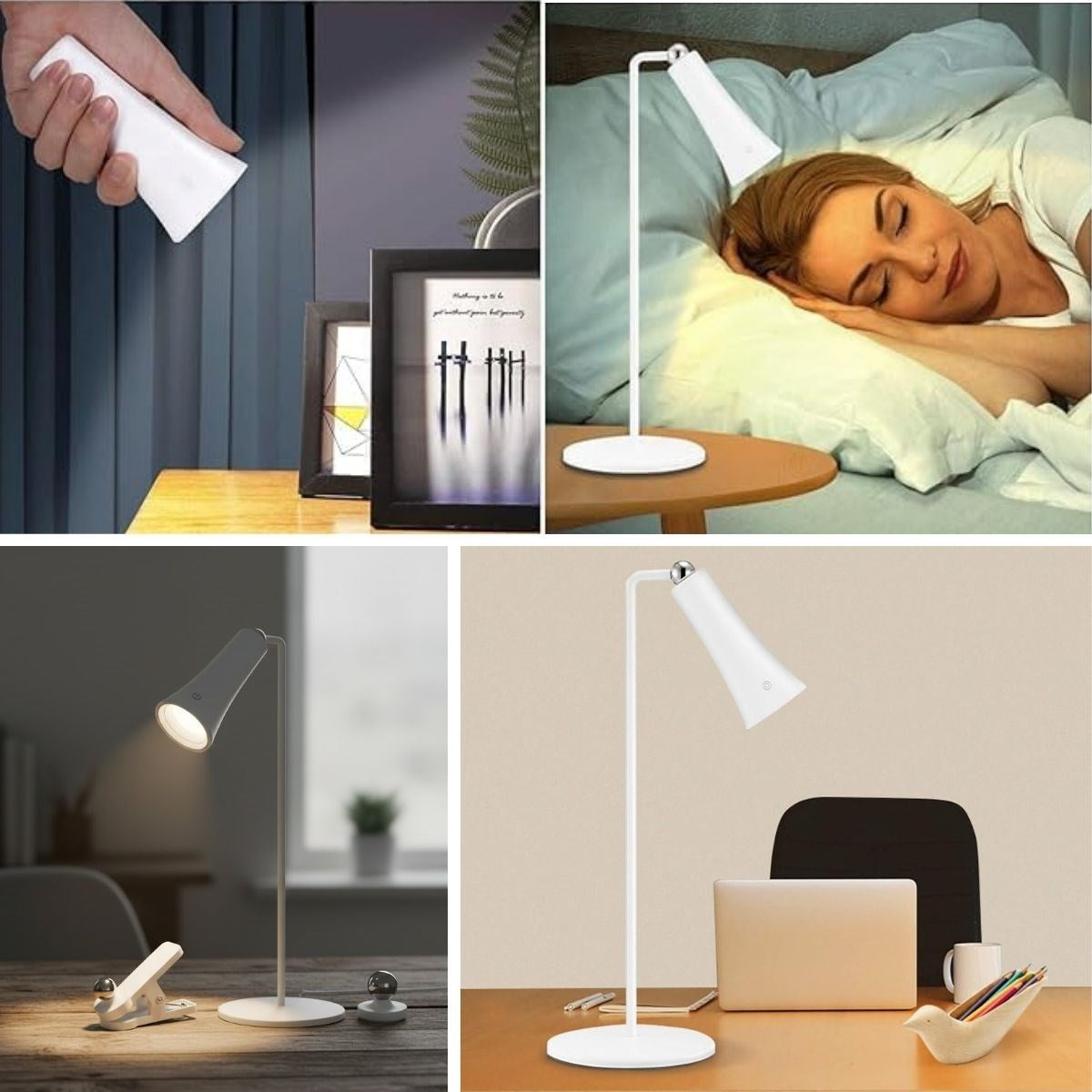 Çok Amaçlı Güçlü Manyetik Başlıklı 4’ü 1 Arada Portatif Beyaz LED Lamba Masaüstü, El Feneri, Duvara Asılabilir ve Mandallı Klipsli Işık