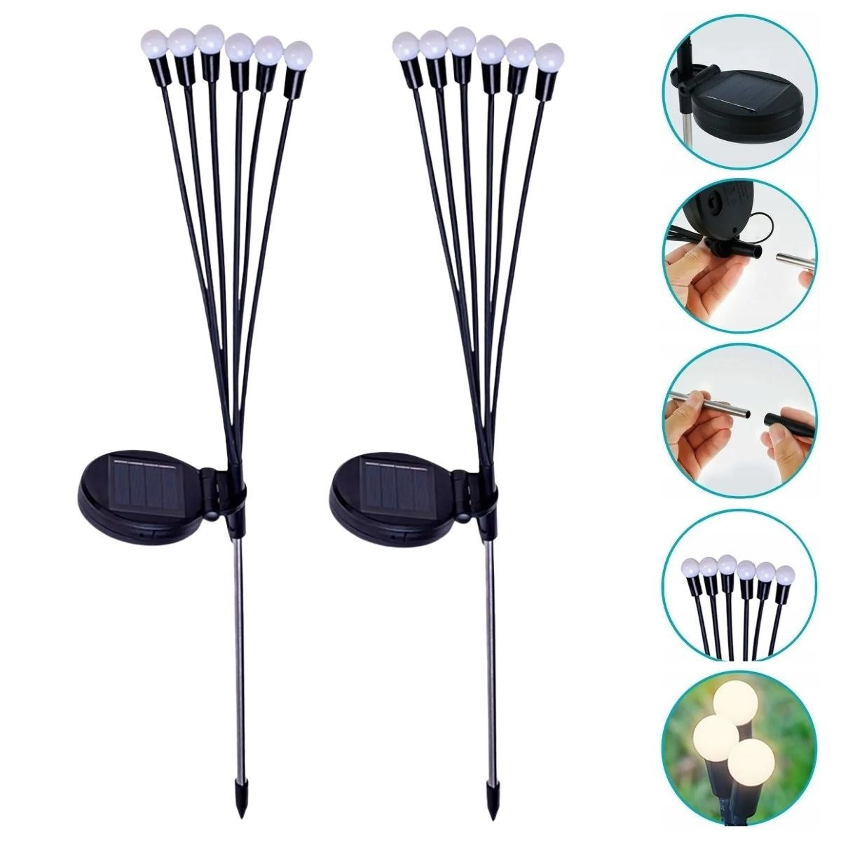 2 Adet Güneş Enerjili Plastik Bahçe Lambası – LED Dış Mekan Top Aydınlatma, Otomatik Açılıp Kapanan Solar Işık