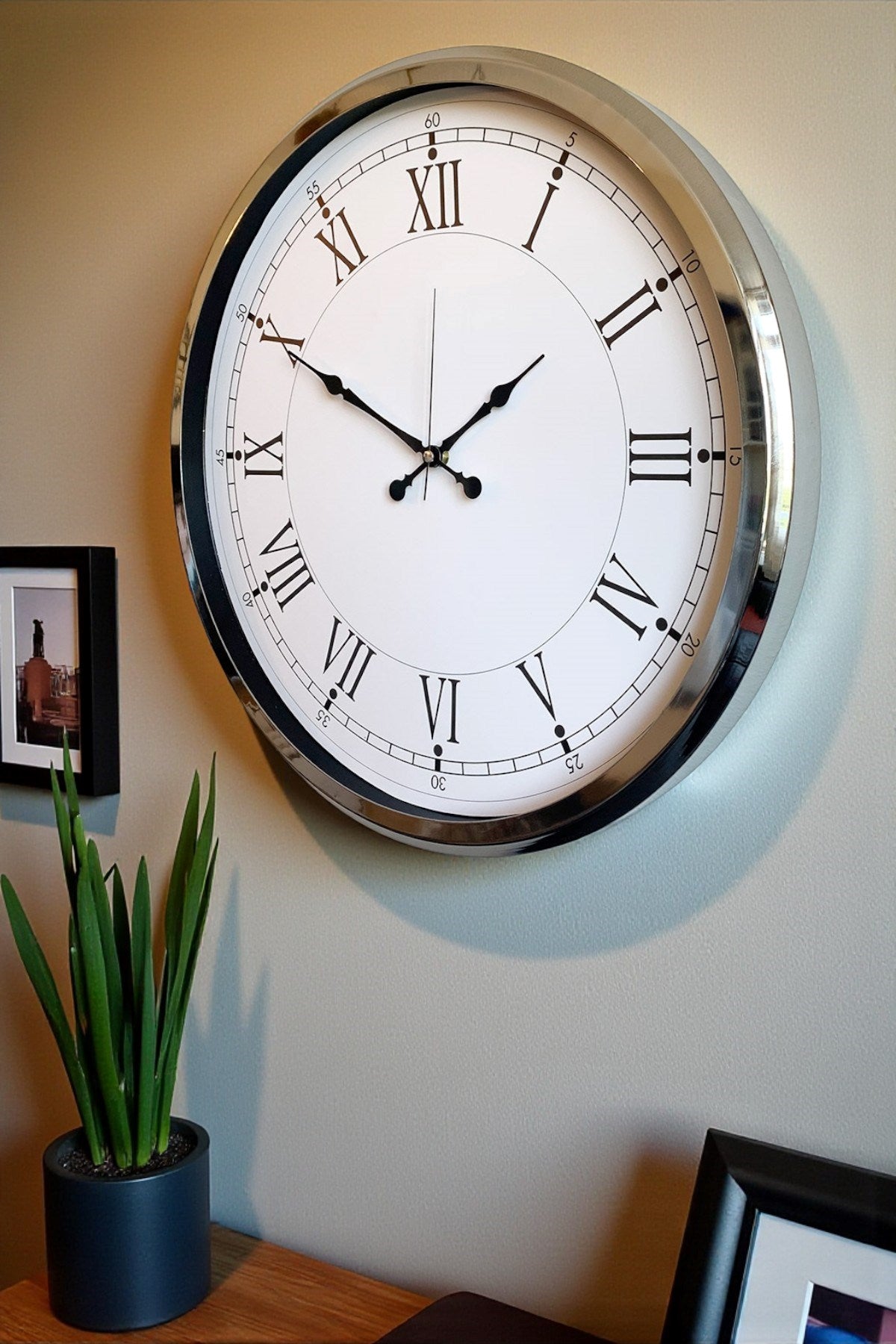 Zentime Roma Zarafeti Krom 52 Cm Metal Duvar Saati