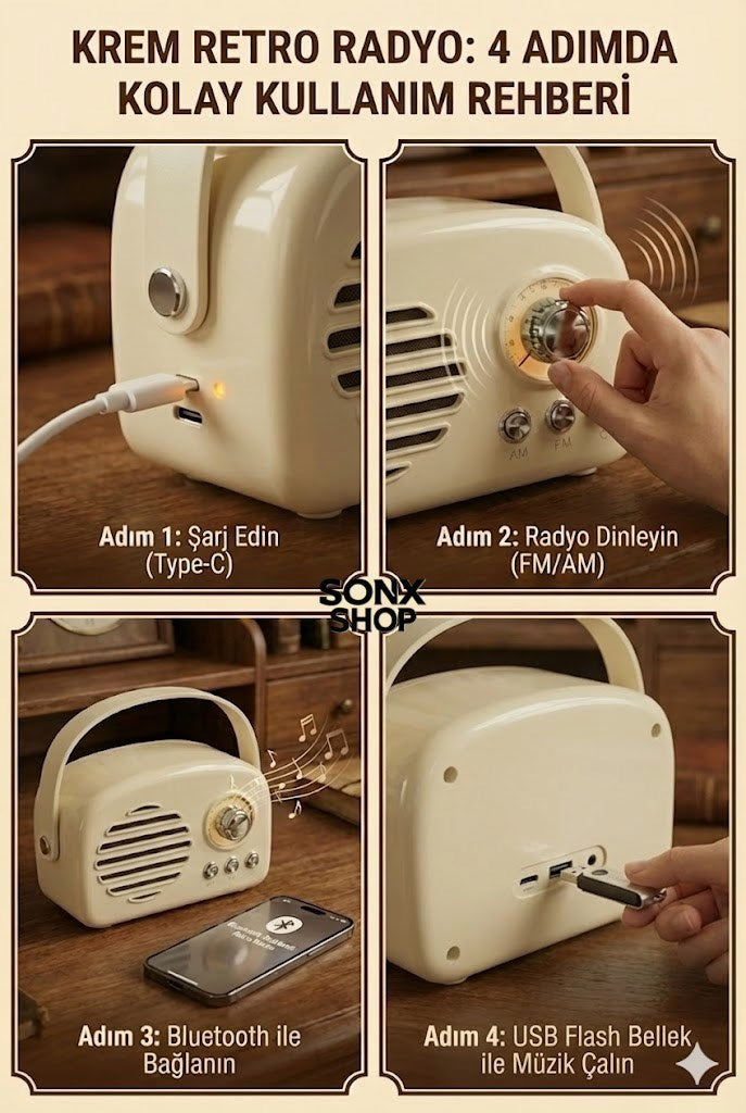 Nostaljik Retro Bluetooth Hoparlör