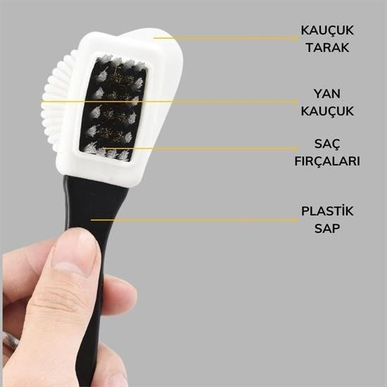 BUFFER® Çift Taraflı Pratik Taşınabilir Süet Nubuk Deri Çizme Bot Ayakkabı Temizleme Bakım Fırçası