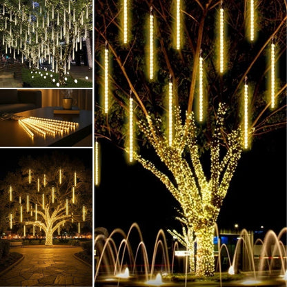 10'lu 45 cm Plastik Meteor LED USB 2M Kablo Sarı Renk Ağaç Işığı – Renk Değiştiren Asmalı Dekoratif Bahçe ve Dış Mekan Aydınlatması