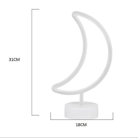 BUFFER® Dekoratif Pilli Ay Tasarımlı 3D Neon Led Masa Ve Gece Lambası