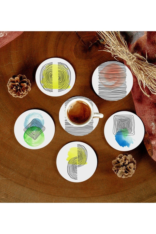 6 Adet Desenli Mdf Bardak Altlığı