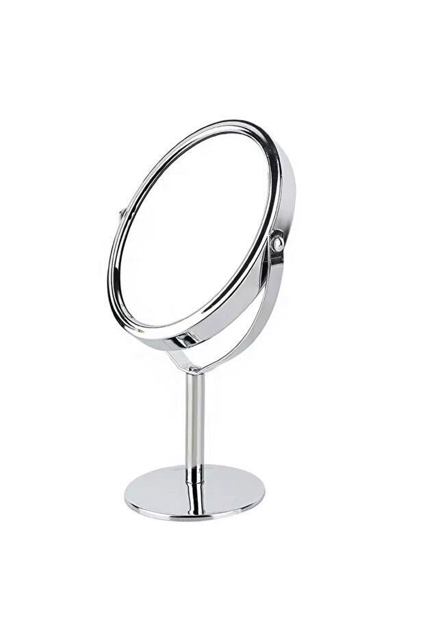 SONX Oval Masaüstü Ayaklı 360° Dönebilen, İşyeri, Seyahat İçin Mini Krom Ayna 15X25CM