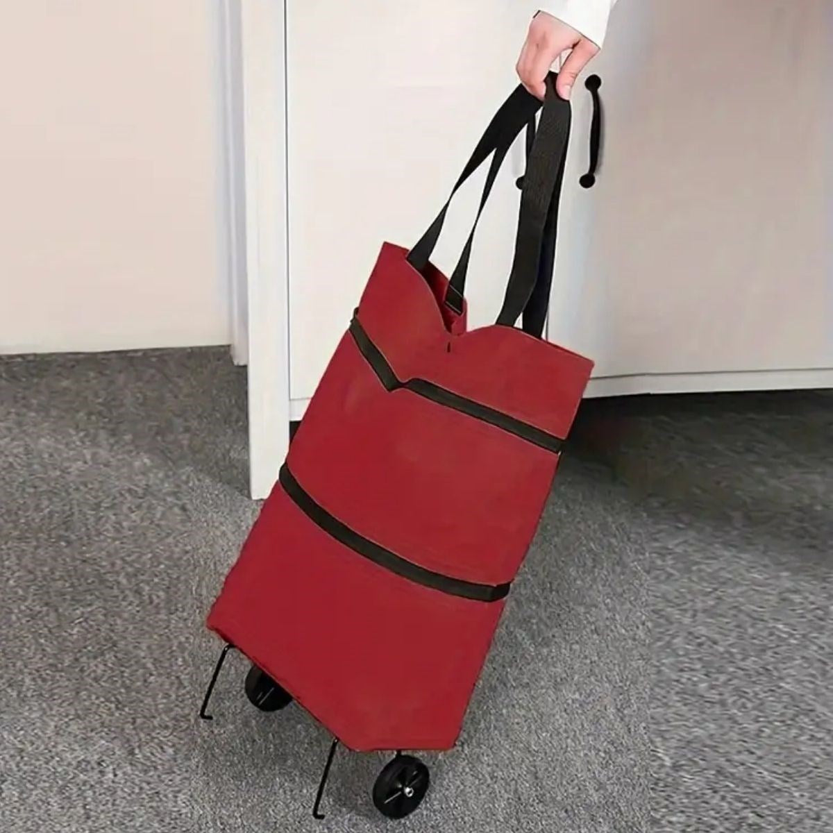 BUFFER® Katlanabilir Tekerlekli Market Çantası,Çok Amaçlı Pazar Arabası,Portatif Alışveriş Bez Torbası