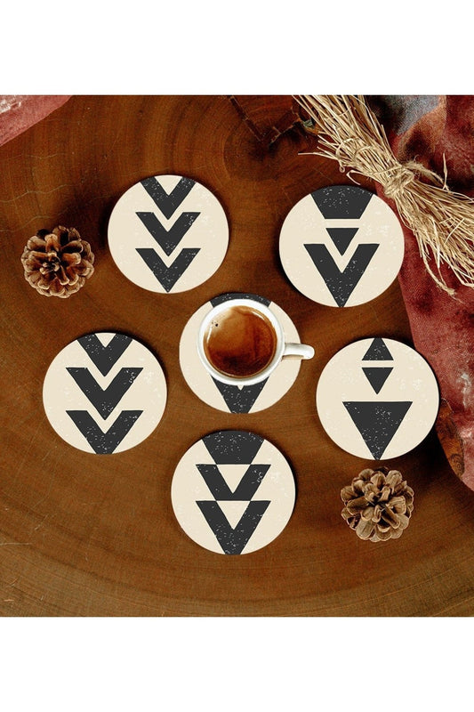 6 Adet Desenli Mdf Bardak Altlığı