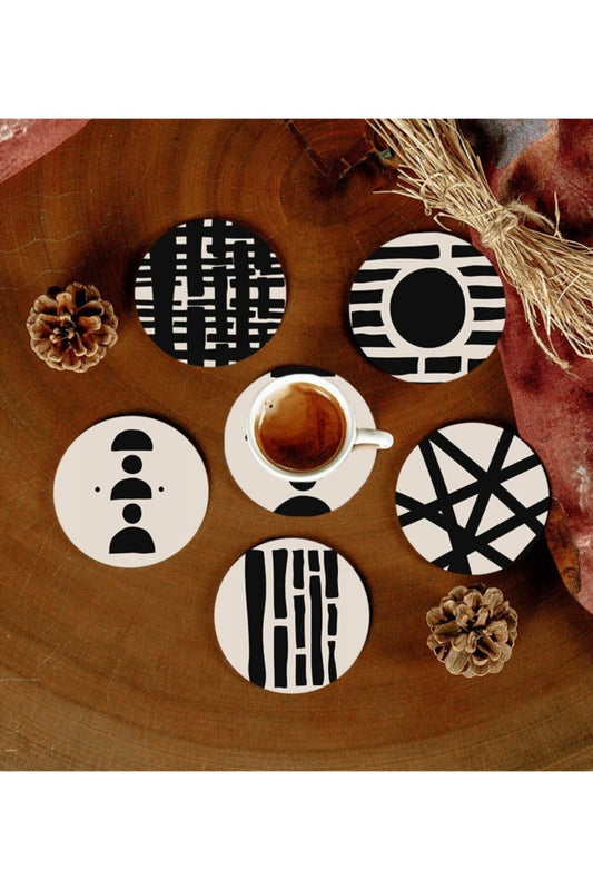 Desenli Mdf Bardak Altlığı 6 Adet