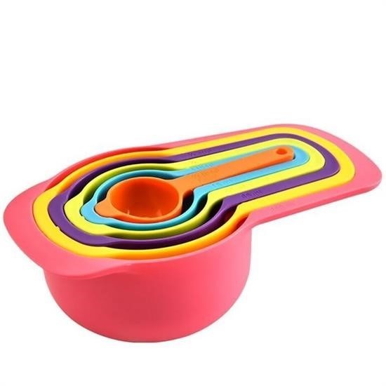 BUFFER® Pratik Ölçü Kaşığı Kabı 5li Şeker Baharat Sıvı Ölçer Aparat