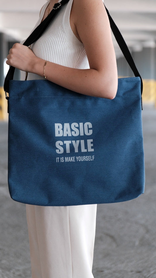 Kanvas Çapraz Askılı Tote Çanta Lacivert